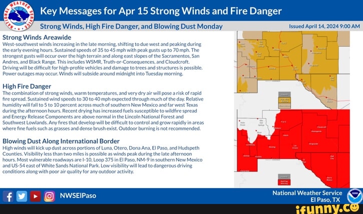 Key Messages for Apr 15 Strong Winds and Fire Danger 'Strong Winds ...