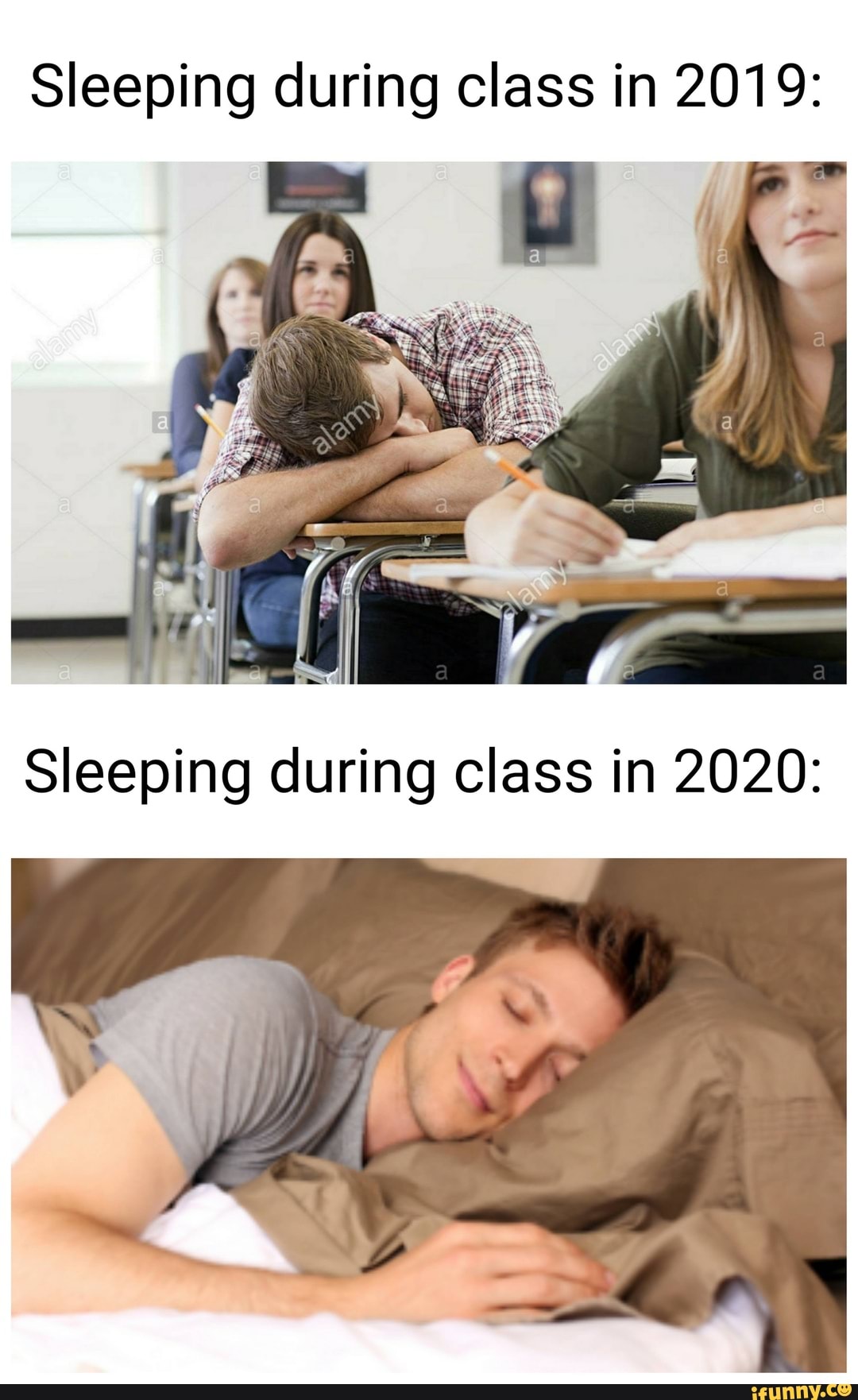 Sleeping during class in 2019: