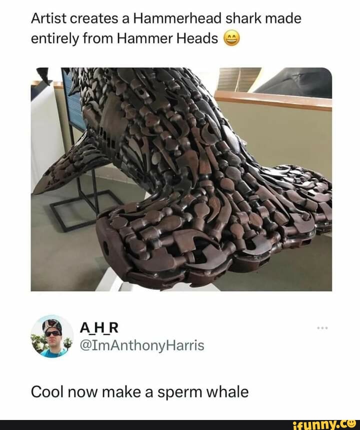 Artist creates a Hammerhead shark made entirely from Hammer Heads Cool