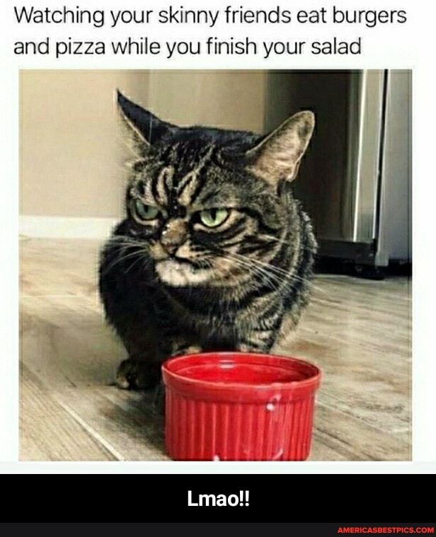 Watching your skinny friends eat burgers and pizza while you finish your salad
Lmao!! - Lmao!!