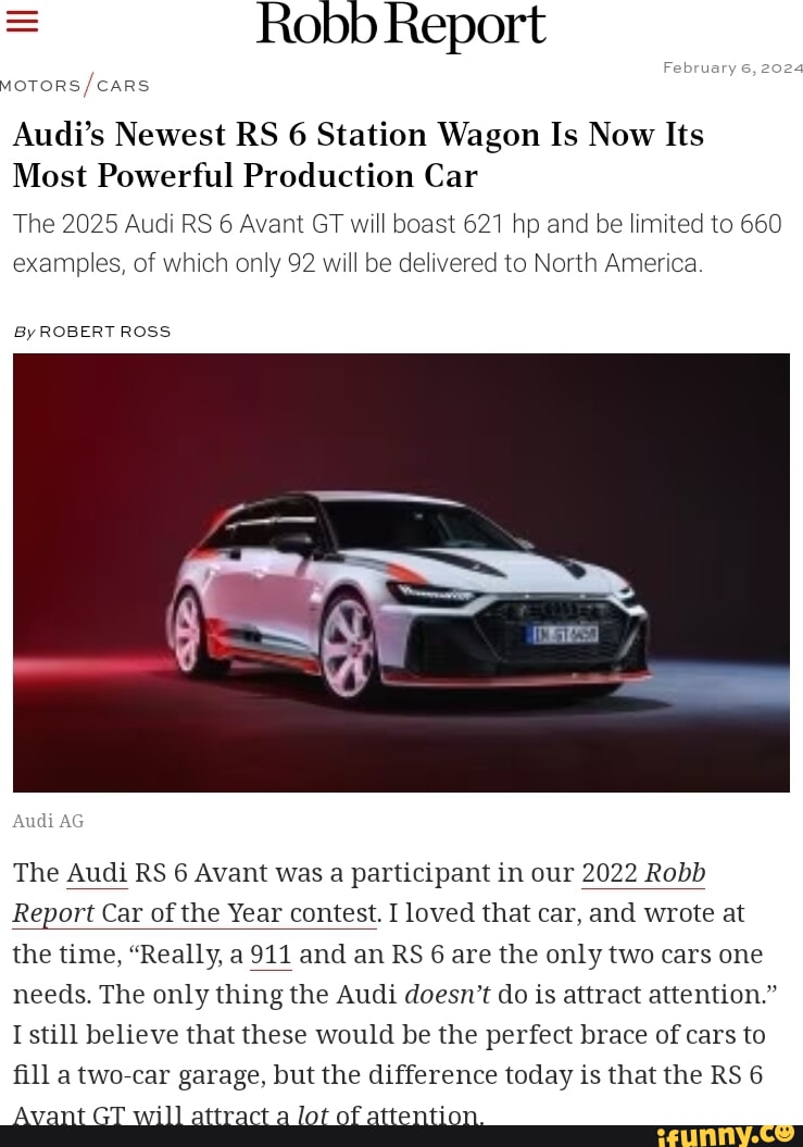 = Robb Report Audi's Newest RS 6 Station Wagon Is Now Its Most Powerful ...