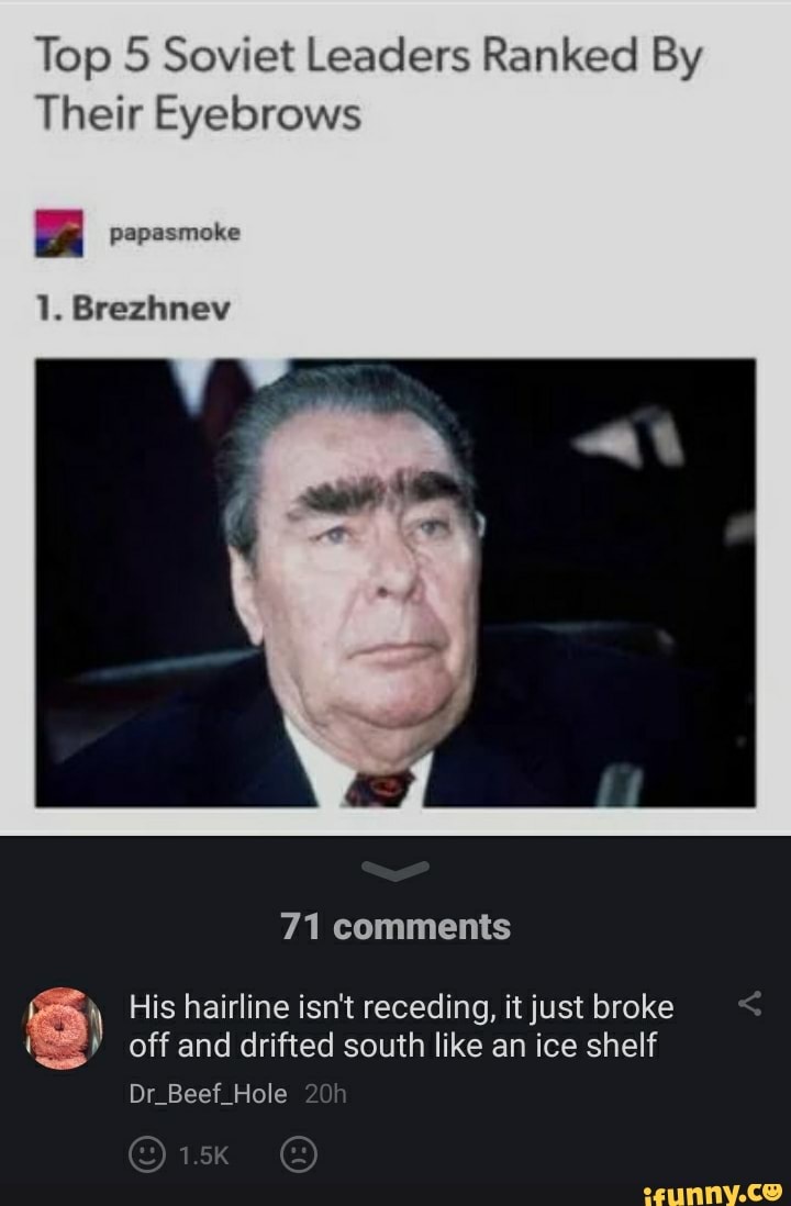 Top 5 Soviet Leaders Ranked By Their Eyebrows 1. Brezhnev 71 comments ...