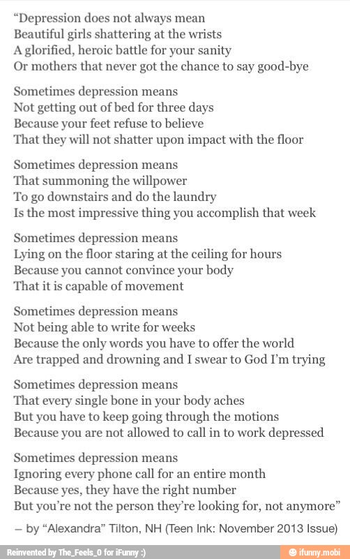 "Depression does not always mean Beautiful girls