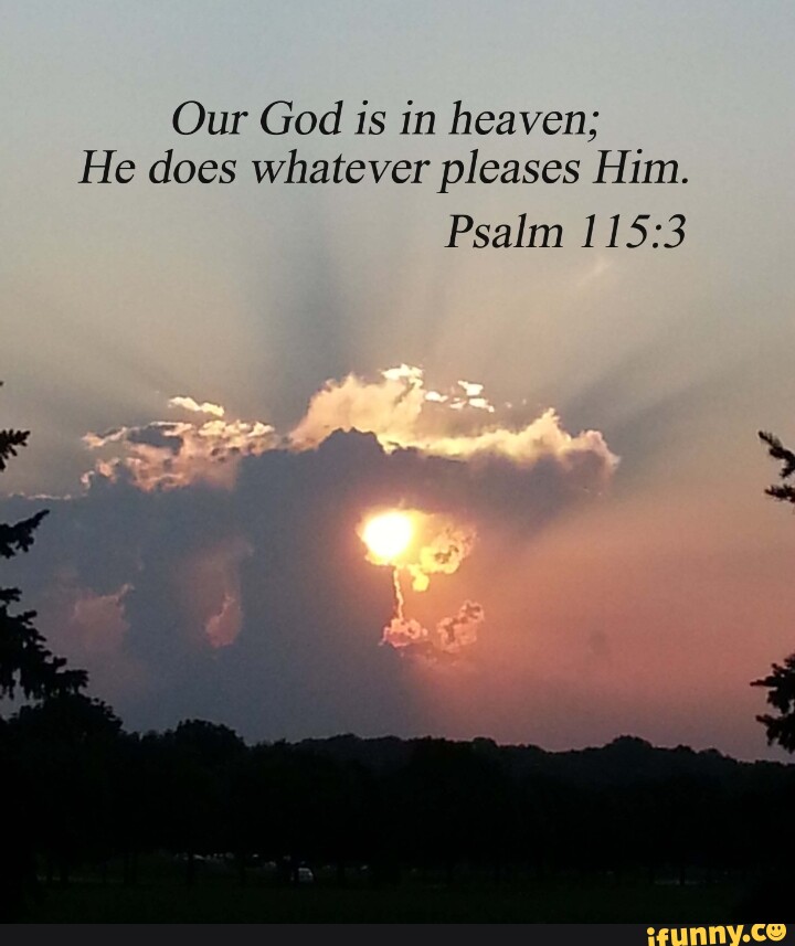 Our God is in heaven; He does whatever pleases Him. Psalm Ce bs - iFunny