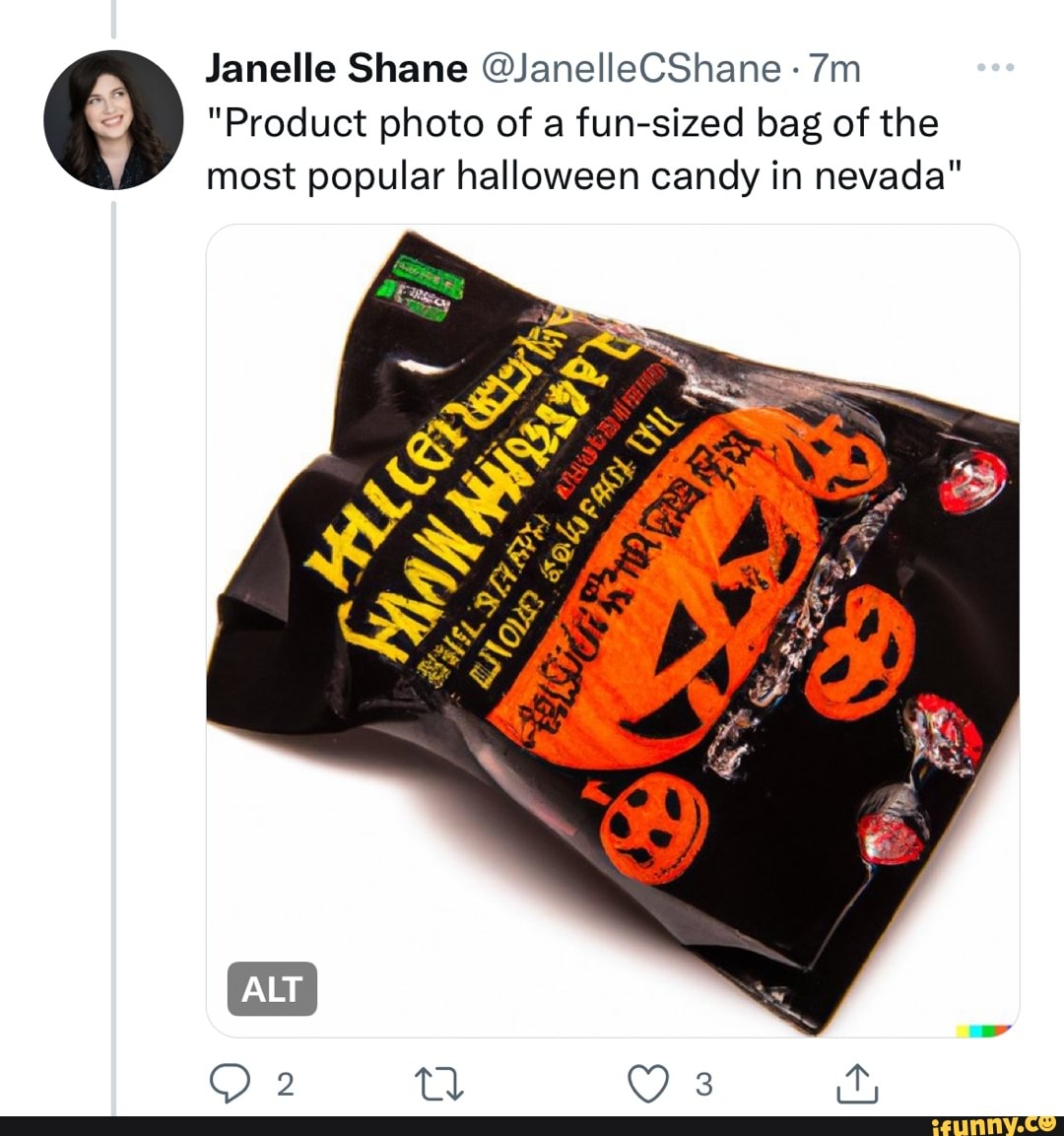 Janelle Shane JanelleCShane "Product photo of a funsized bag of the