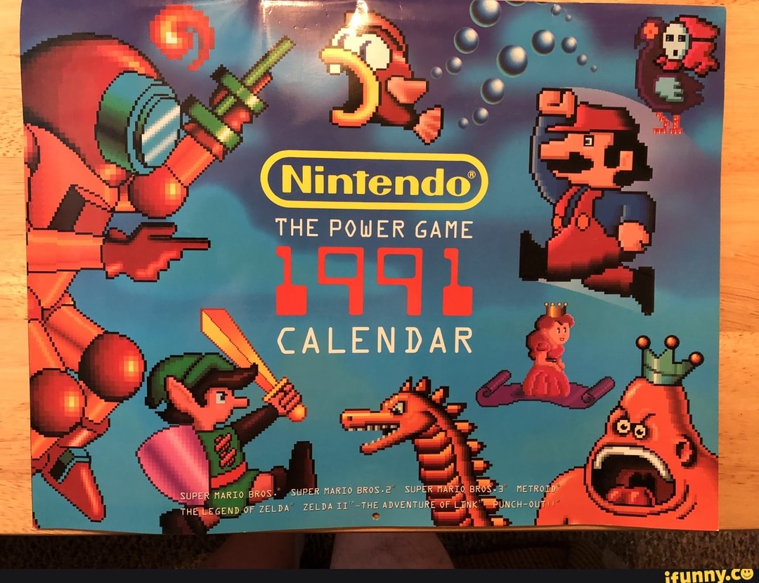 Vintage Nintendo Power Calendar THE POWER GAME ALENDAR R MARTO BROS2