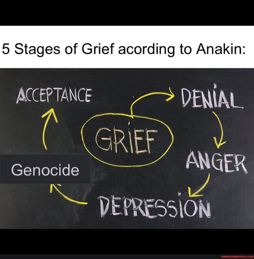 5 Stages of Grief acording to Anakin: DENIAL. GRIEF) . GREY ANGER ...