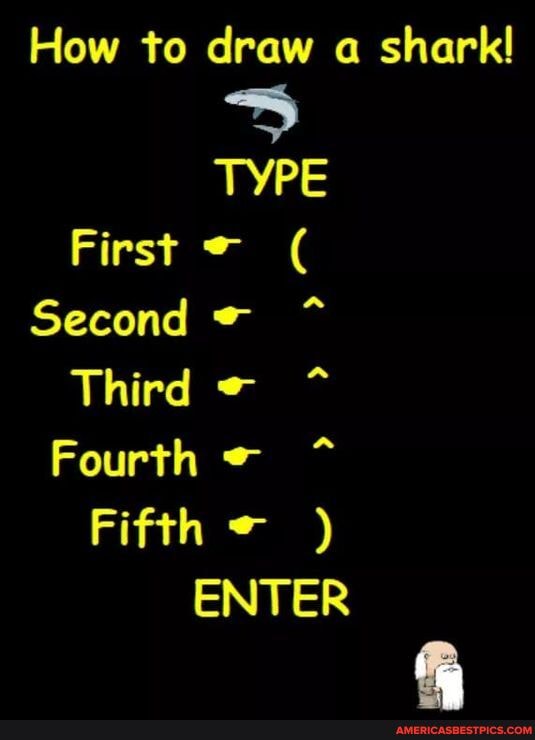 How to draw a shark! TYPE First ( Second Third Fourth Fifth ) ENTER ...