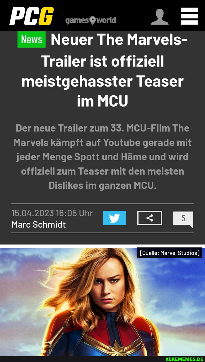 PEG ==LE News Neuer The Marvels- Trailer Ist Offiziell Meistgehasster ...