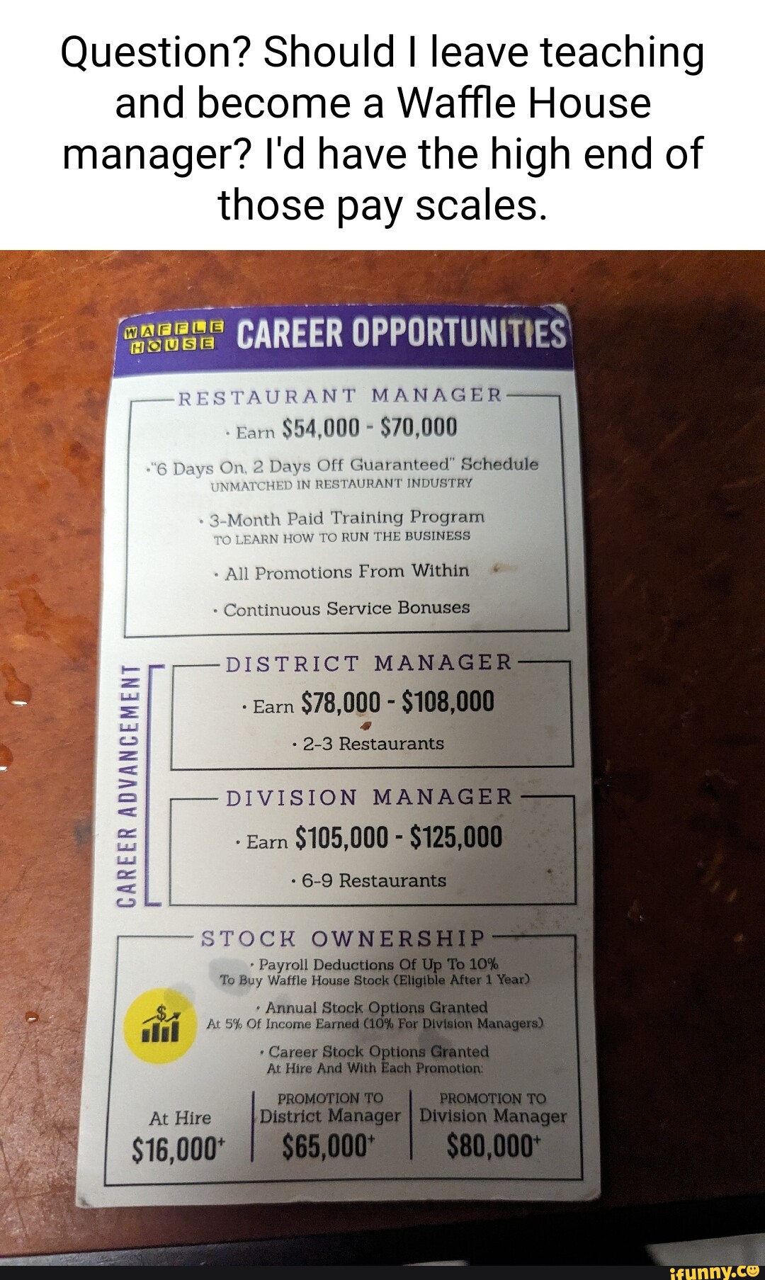 Question? Should I leave teaching and become a Waffle House 