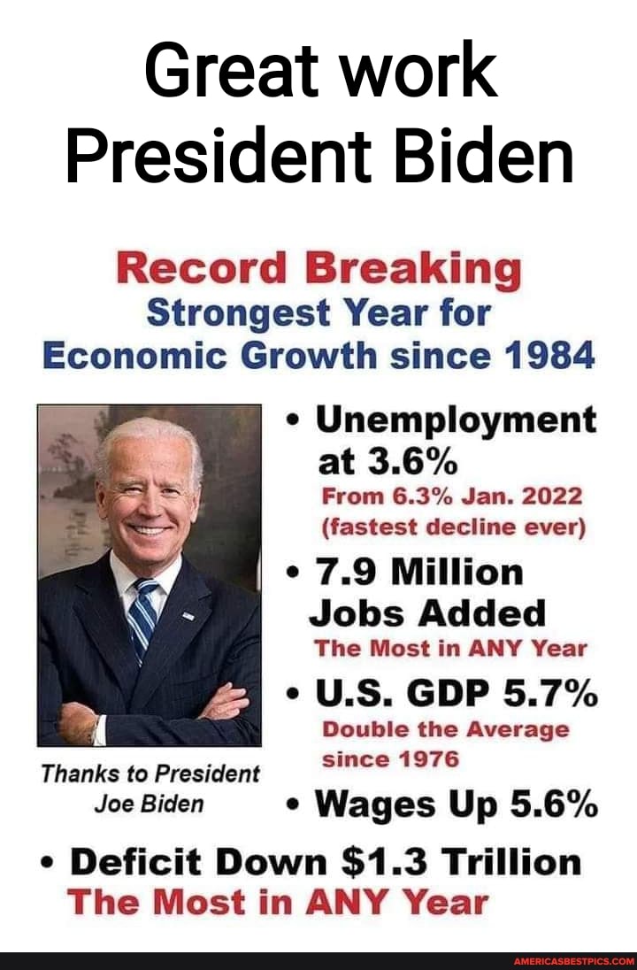 Great Work President Biden Record Breaking Strongest Year For Economic ...