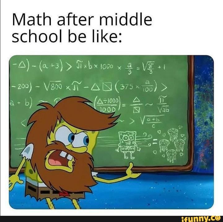 Math after middle school be like: -VE - iFunny