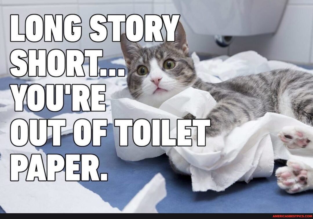 LONG STORY SHORT...
YOU'RE OUTOF TOILET PAPER.