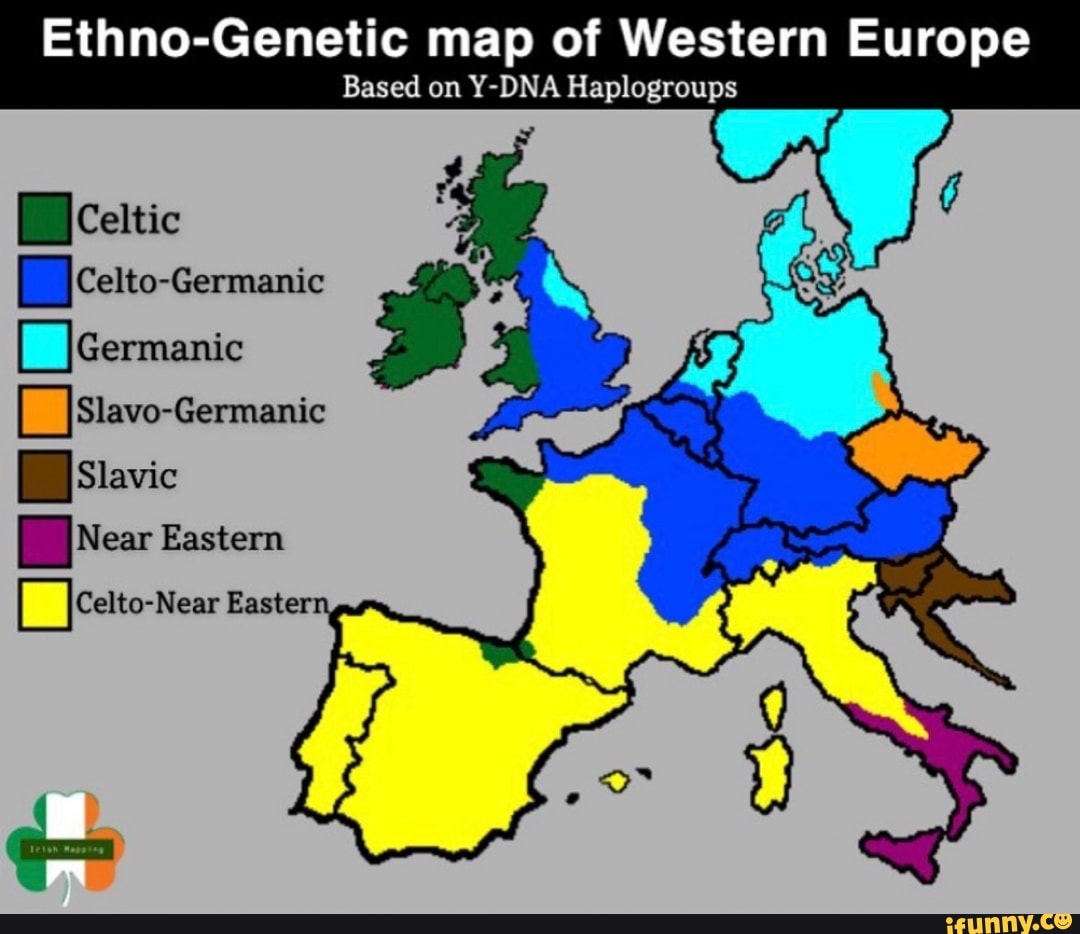 Ethno-Genetic Map Of Western Europe Based On Y-DNA Haplogroups Celtic ...