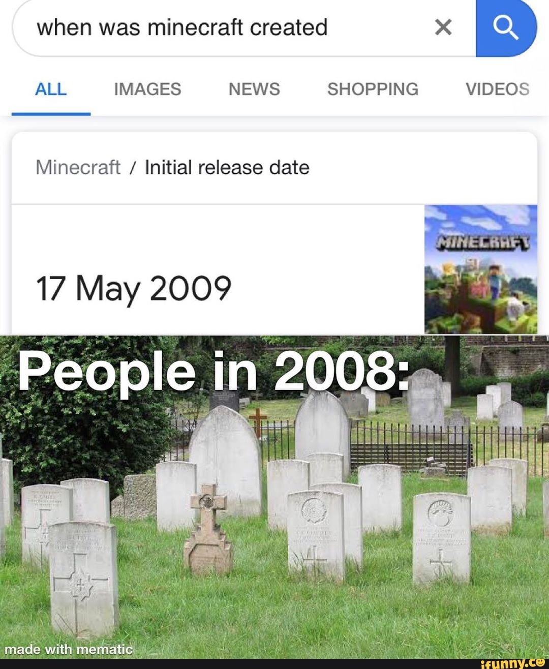 when was minecraft created
ALL IMAGES NEWS SHOPPING VIDEOS
Minecraft / Initial release date
17 May 2009