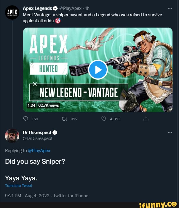 Apex Legends Playapex Th Meet Vantage A Sniper Savant And A Legend Who Was Raised To 8560