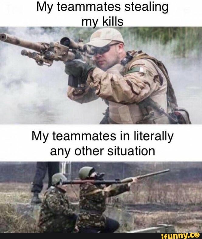 My Teammates Stealing My Kills My Teammates In Literally Any Other 