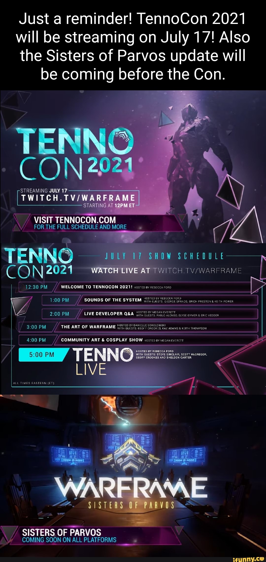 Just a reminder! TennoCon 2021 will be streaming on July 17! Also the