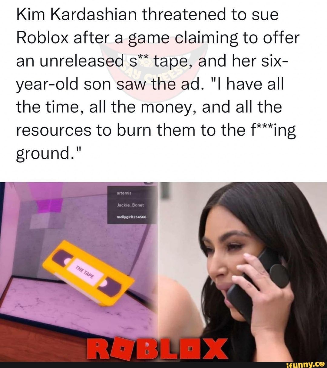 Kim Kardashian Threatened To Sue Roblox After A Game Claiming To Offer 1 