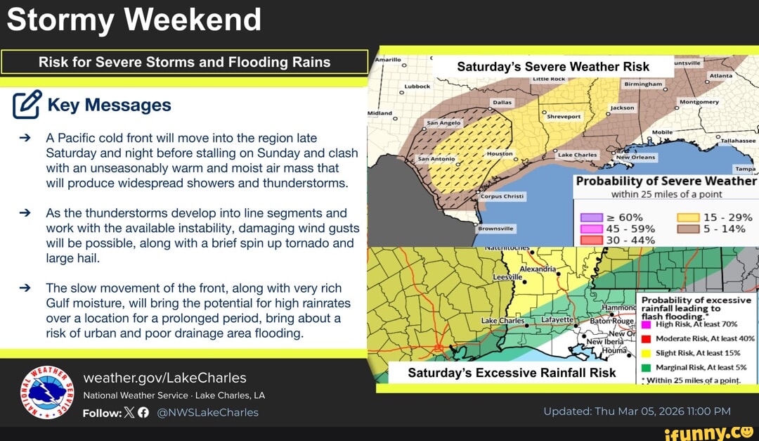 Stormy Weekend Risk for Severe Storms and Flooding Rains Saturday's ...