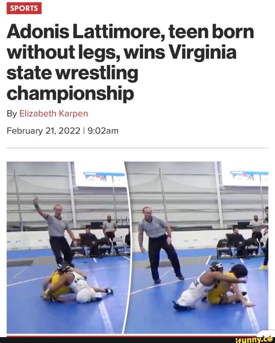 Adonis Lattimore, teen born without legs, wins Virginia state wrestling