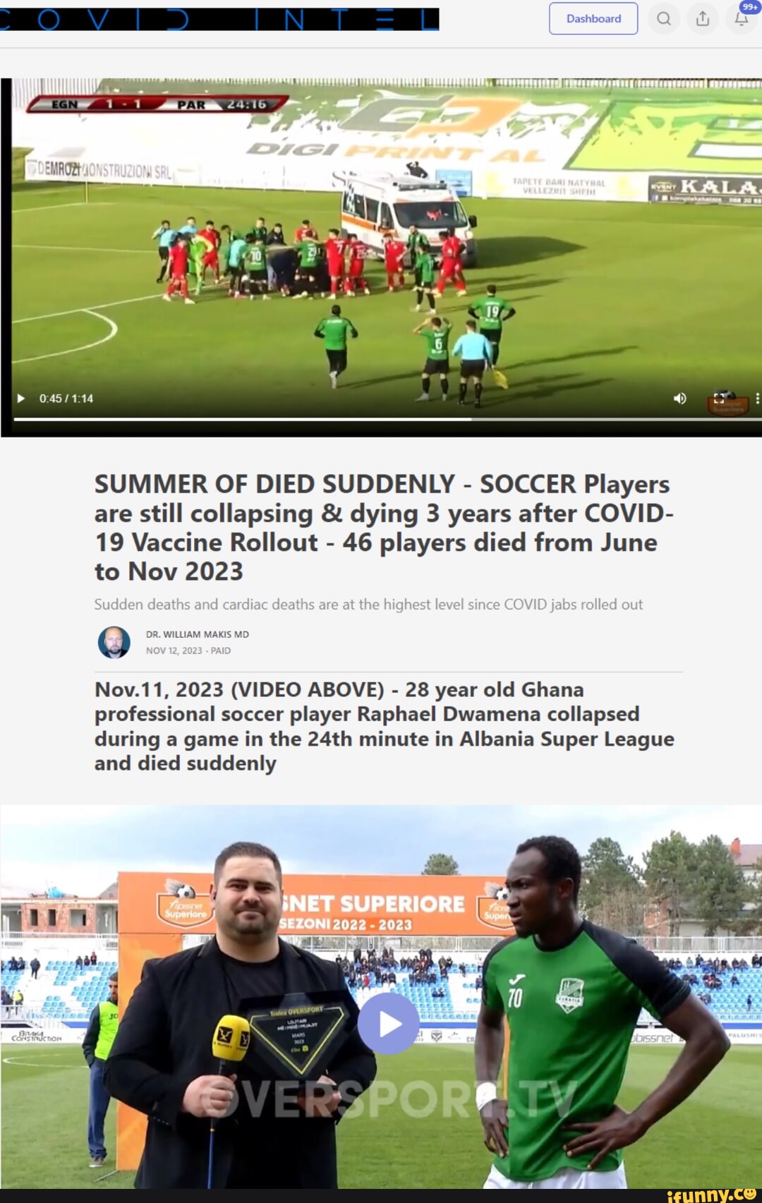 I SUMMER OF DIED SUDDENLY SOCCER Players are still collapsing & dying