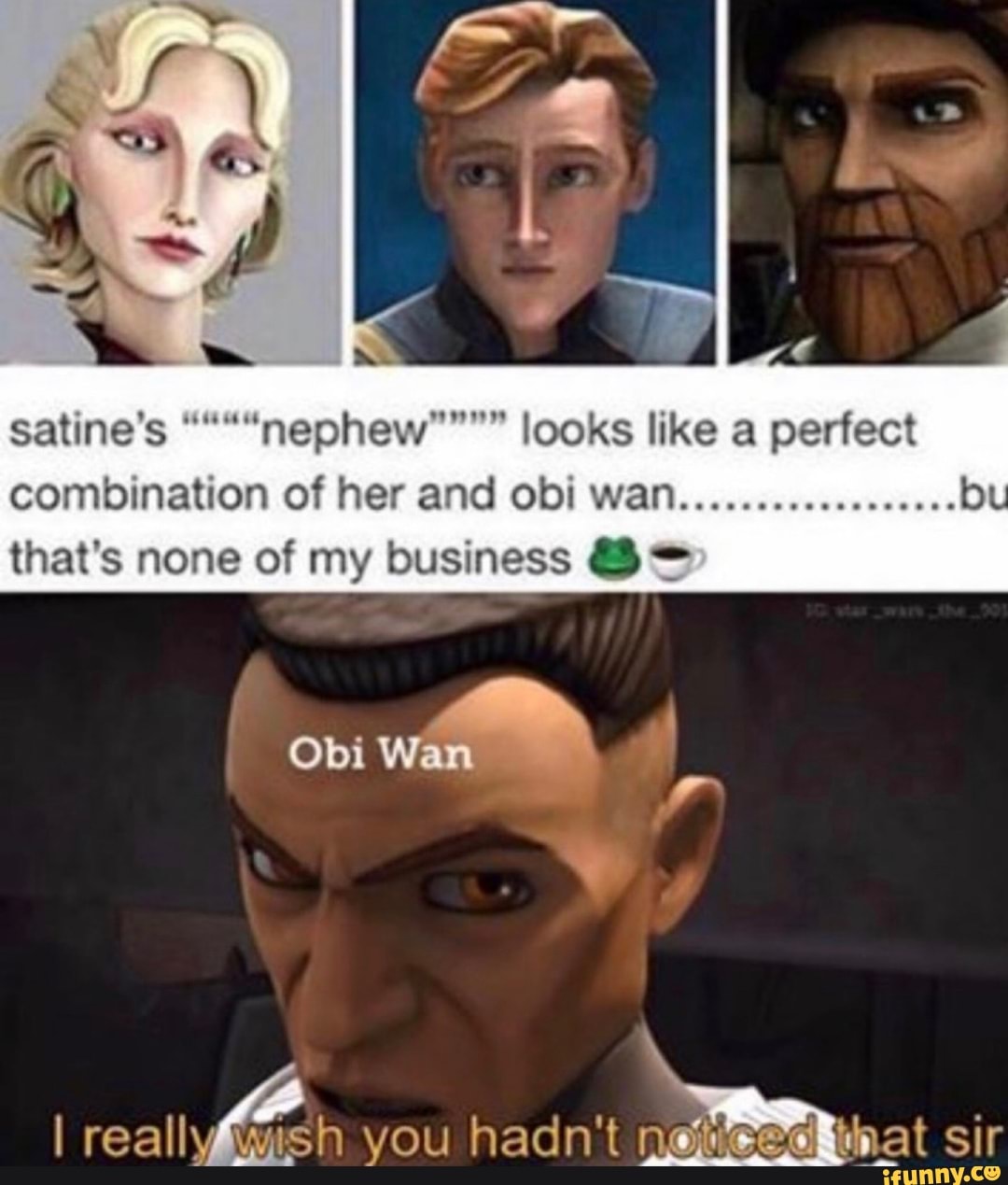 Satine's """"nephew"""" looks like a perfect combination of her and obi