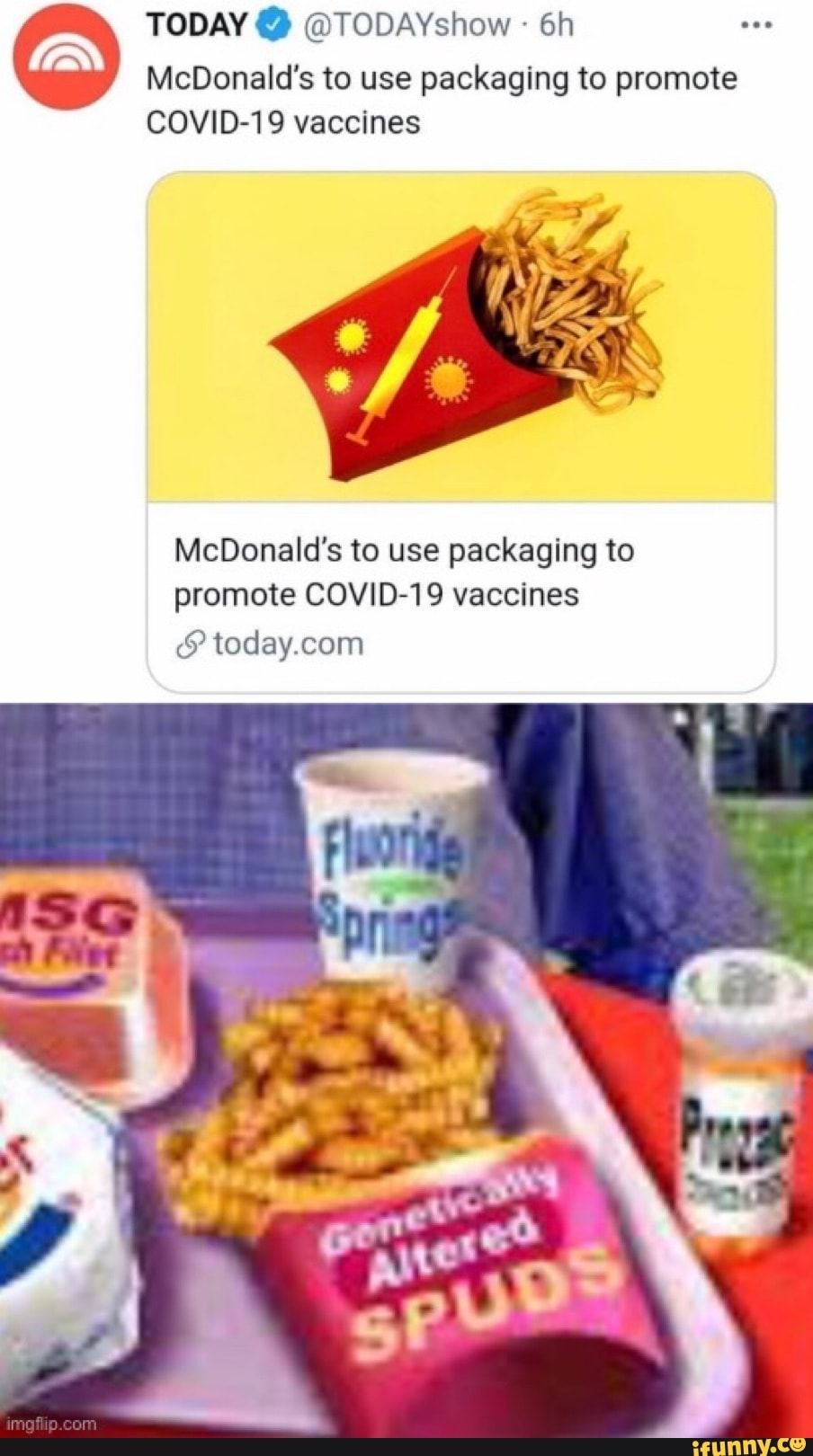 TODAY @ @TODAYshow
McDonald's to use packaging to promote
COVID-19 vaccines
McDonald's to use packaging to promote COVID-19 vaccines
con