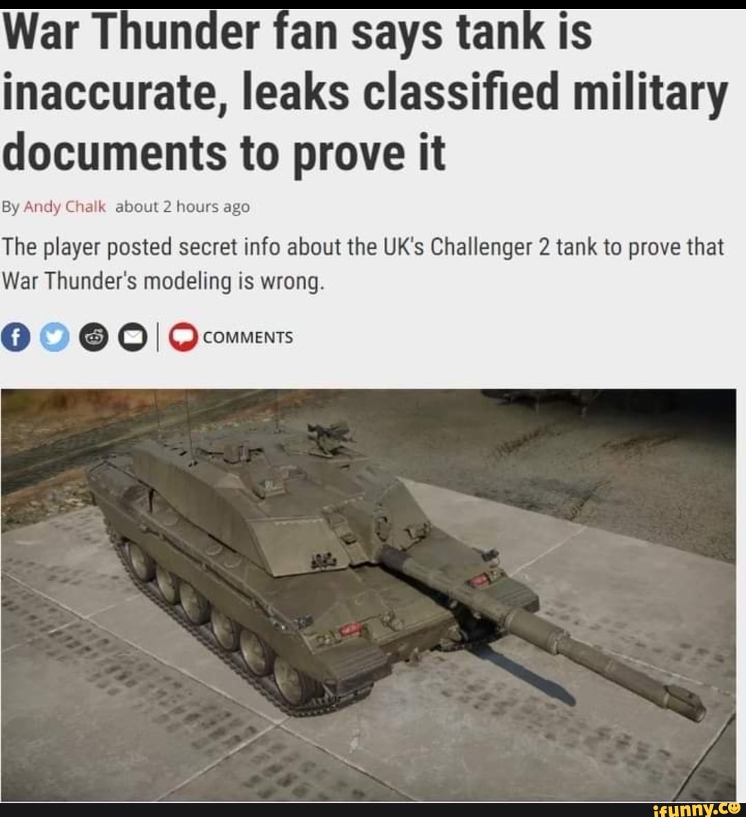 War Thunder fan says tank is inaccurate, leaks classified military  documents to prove it