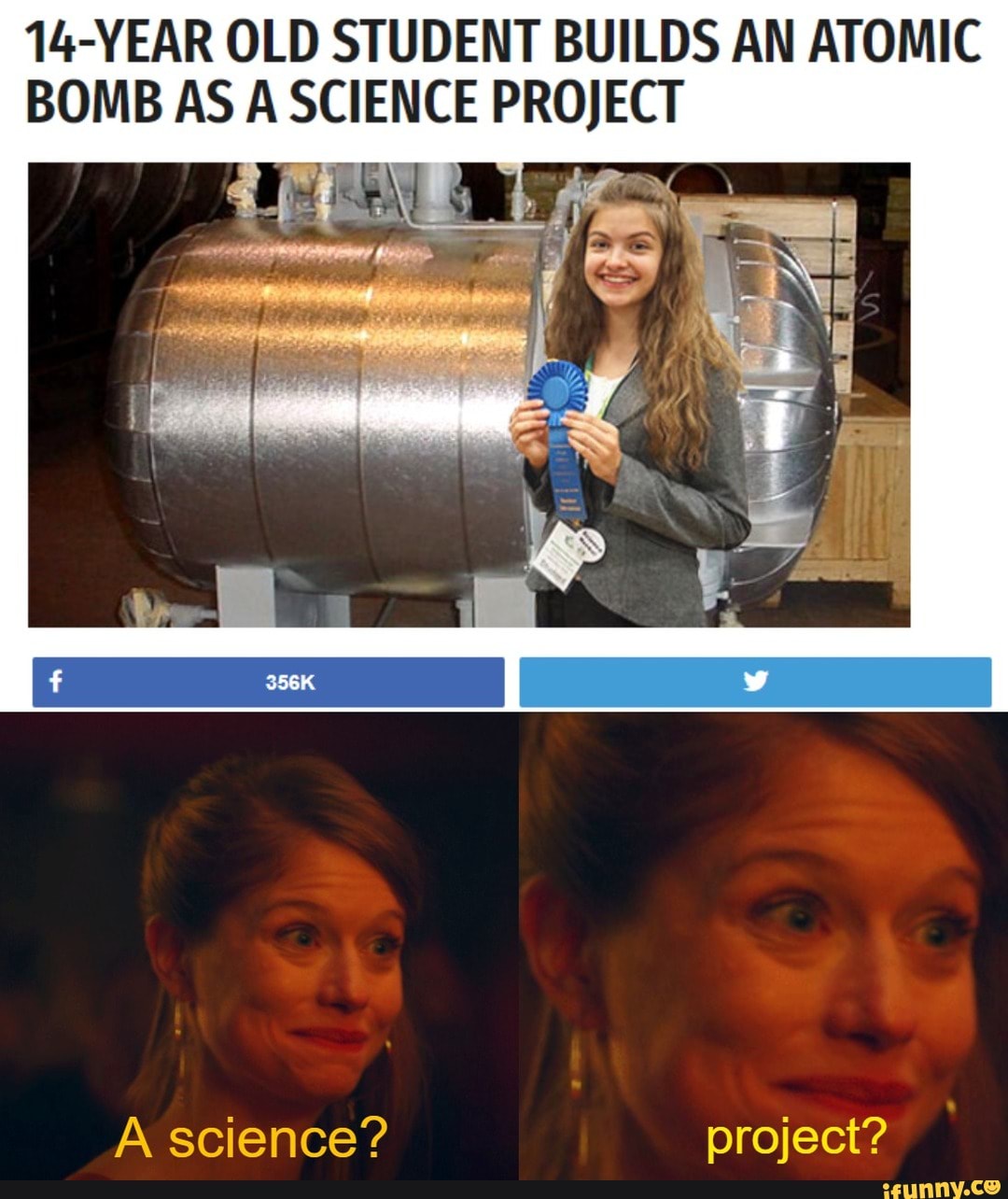 14-YEAR OLD STUDENT BUILDS AN ATOMIC BOMB AS A PROJECT
A science? project?