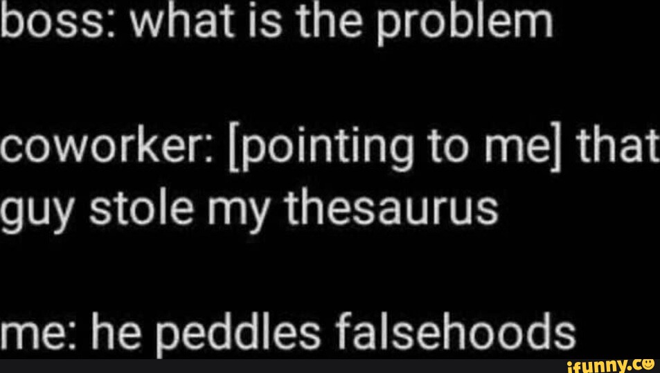 Boss what is the problem coworker [pointing to me] that guy stole my