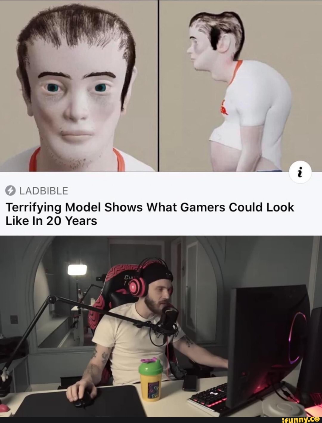 Ladbible Terrifying Model Shows What Gamers Could Look Like In Years Ifunny