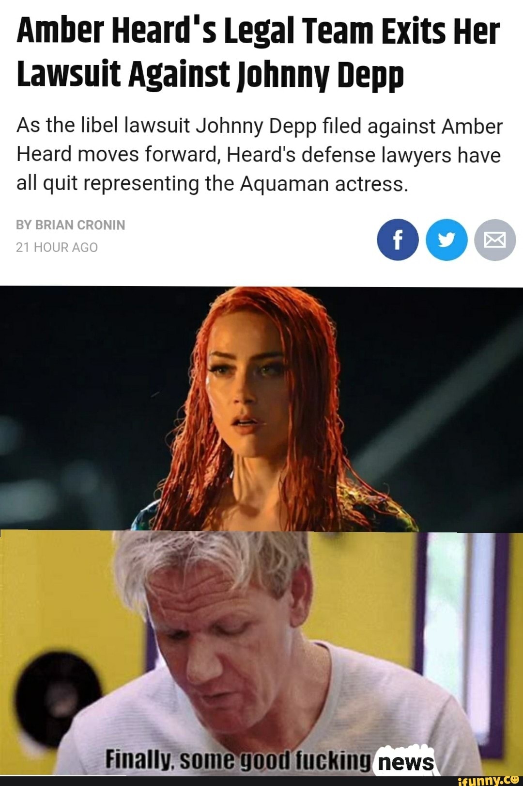 Amber Heard's Legal Team Exits Her
Lawsuit Against Johnny Depp
As the libel lawsuit Johnny Depp filed against Amber
Heard moves forward, Heard's defense lawyers have
all quit representing the Aquaman actress.