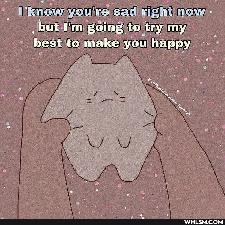 know/ you're sad right now, but going to try my, best to make you happy