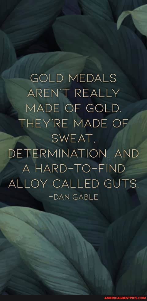 GOLD MEDALS RENT REALLY MADE OF GOLD.
THEY RE MADE OF SWEAT,
DETERMINATION, AND A HARD-TO-FIND ALLOY CALLED GUTS.
-DAN GABLE
