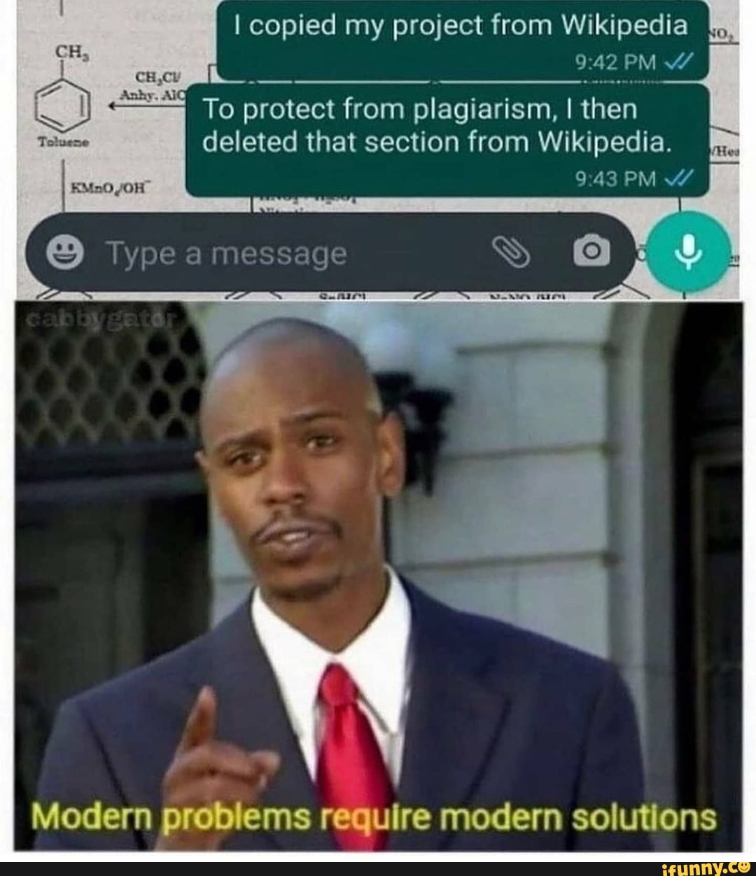 I copied my project from Wikipedia
PM To protect from plagiarism, I then
Toluene deleted that section from Wikipedia.
PM
Anhy. AlQ
KM20J0H
Type a message
Modern problems require modern solutions