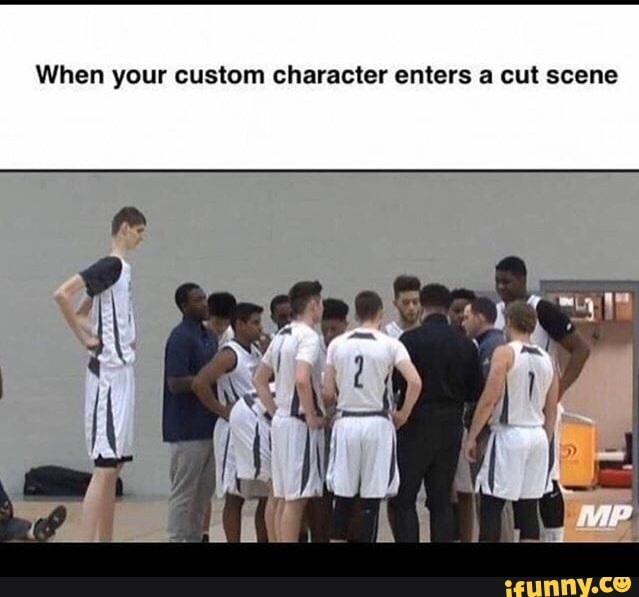 When your custom character enters a cut scene