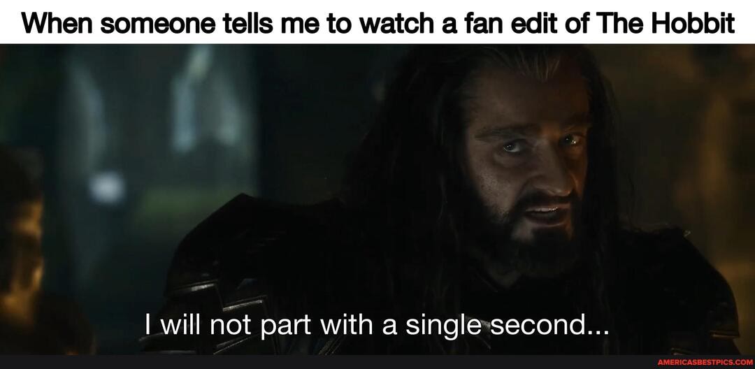 When someone tells me to watch a fan edit of The Hobbit
I will not part with a single second...