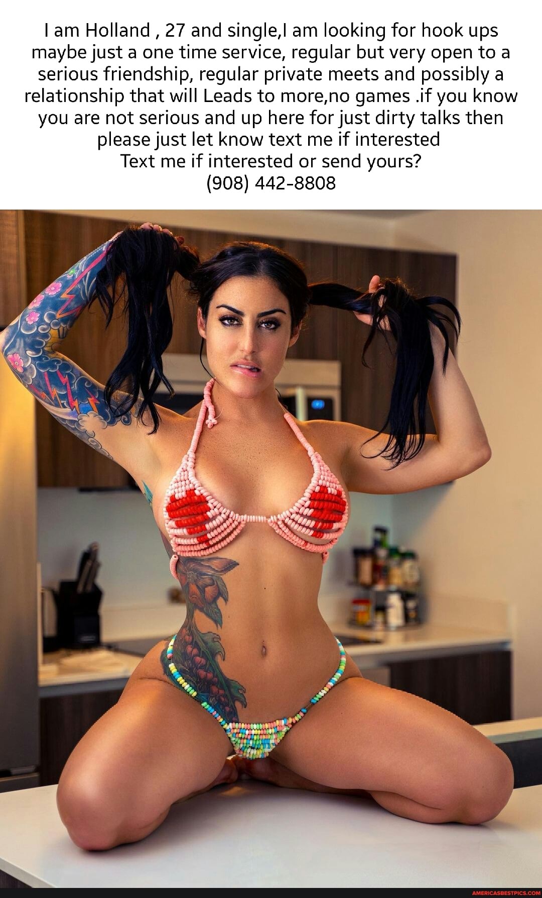 lam Holland , 27 and single,I am looking for hook ups maybe just a one time service, regular but very open to a serious friendship, regular private meets and possibly a
relationship that will Leads to more,no games .if you know you are not serious and up here for just dirty talks then please just let know text me if interested
Text me if interested or send yours?
(908) 442-8808
