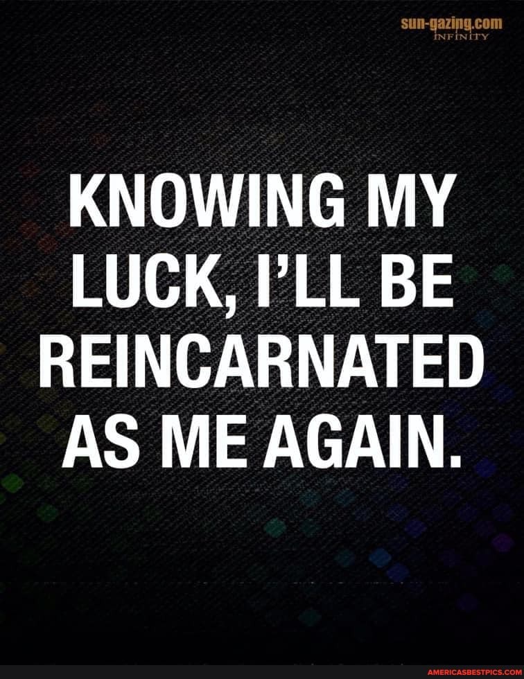com
KNOWING MY LUCK, I'LL BE REINCARNATED AS ME AGAIN.