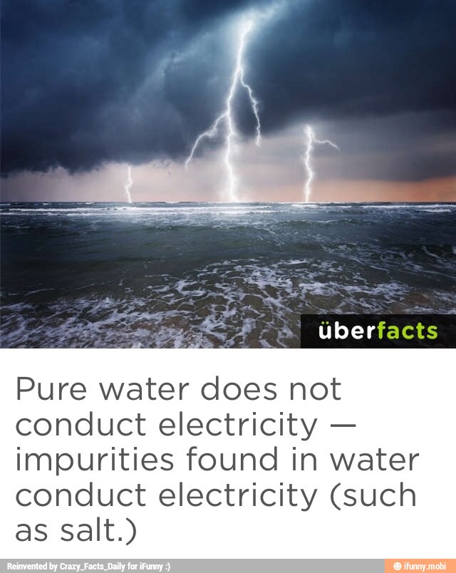 Pure water does not conduct electricity impurities found in water conduct electricity (such as