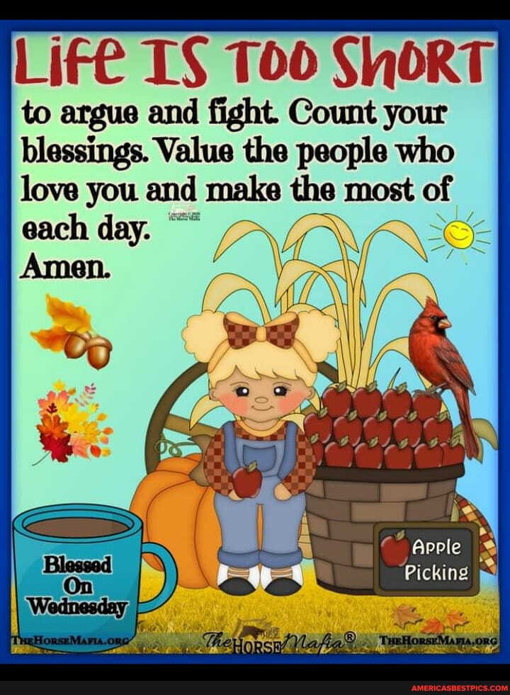 TOD ShORT
to argue and fight. Count your blessings. Value the people who love you and make the most of each day. /
Picking
