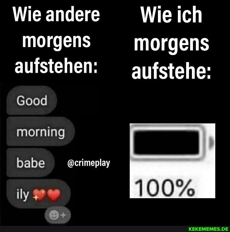 Wie andere Wie ich morgens morgens aufstehen: aufstehe:
Good
morning
@crimeplay