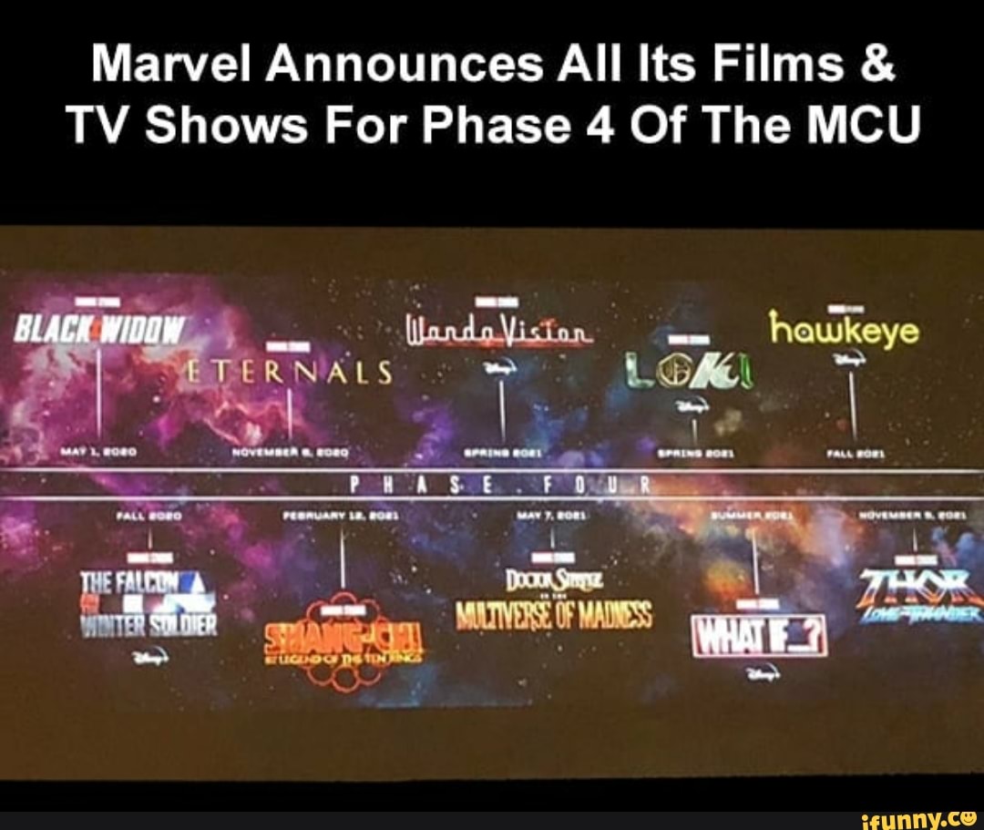 Marvel Announces All Its Films & TV Shows For Phase 4 Of The MCU - iFunny