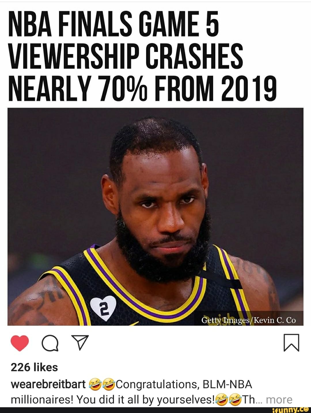 NBA FINALS GAME 5 VIEWERSHIP CRASHES NEARLY 70 FROM 2019 Getty C. Co