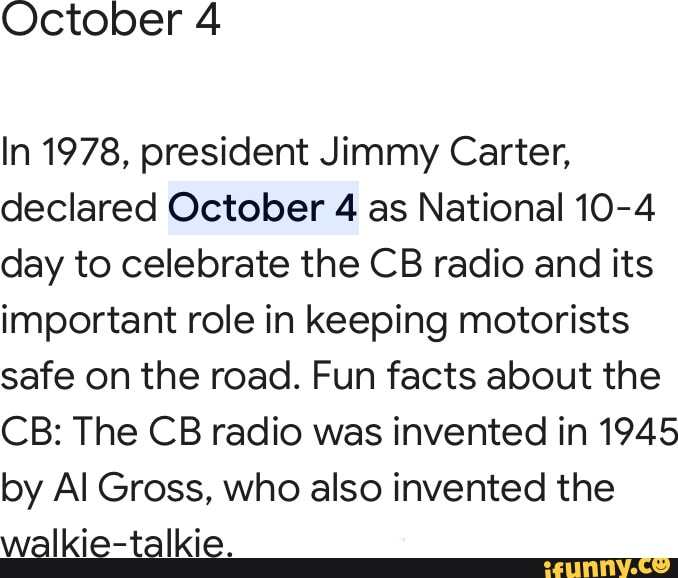 10/4 Is National CB Radio Day, Over