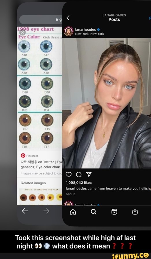 LANARHOADES
ag < Posts
lanarhoades
Y) New York, New York
comm
Took this screenshot while high af last night 99 what does it mean - Took this screenshot while high af last night ππ¨ what does it meanβββ