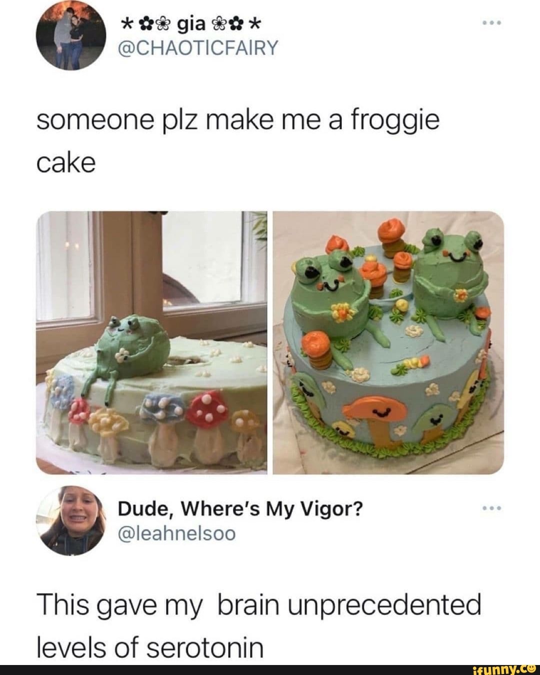 someone plz make me a froggie
cake
Duce, Where's
@leahnelsoo
My Viger?
This gave my brain unprecedented
levels of serotonin