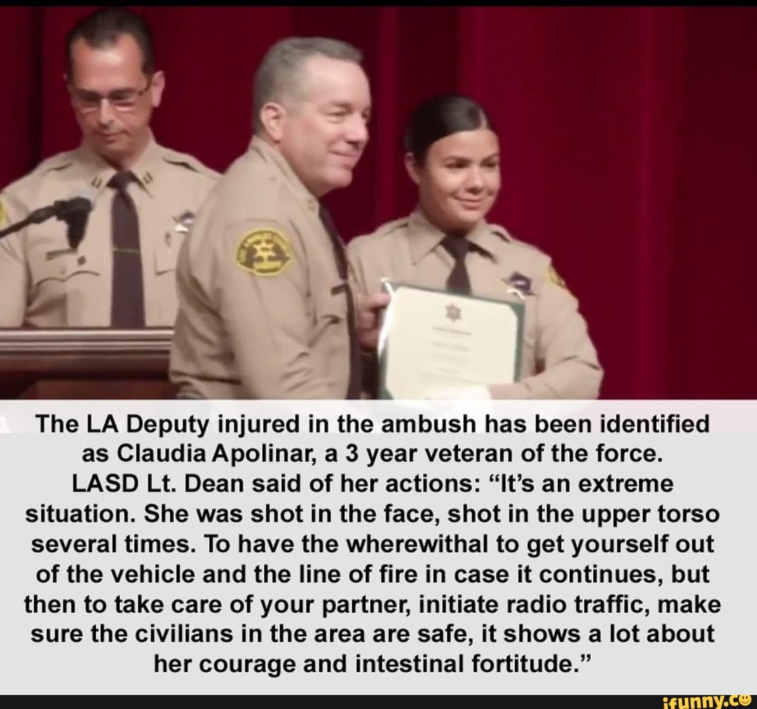 The LA Deputy injured in the ambush has been identified as Claudia ...