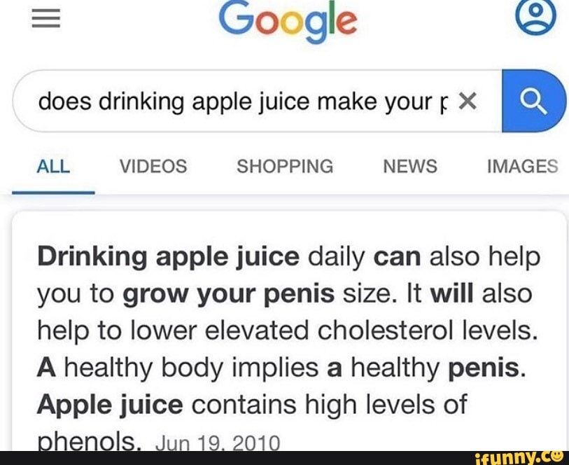 does apple juice increase size of pp